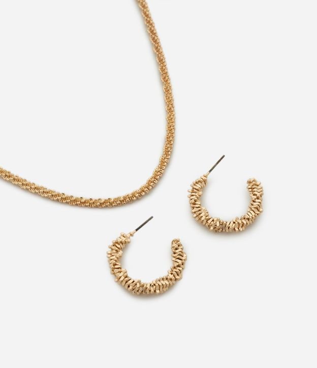Conjunto de Collar y Caravanas Aro con Efecto Brillante