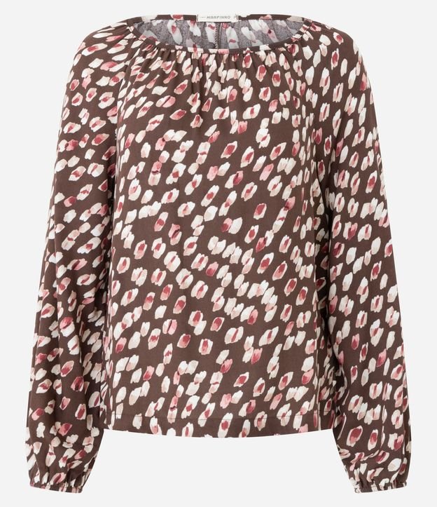 Blusa Manga Larga en Viscosa con Estampada Abstracta