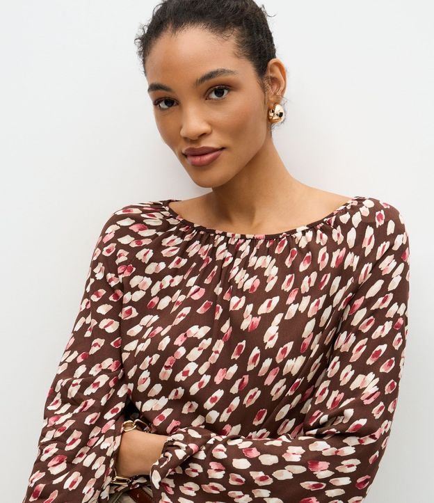 Blusa Manga Larga en Viscosa con Estampada Abstracta 3