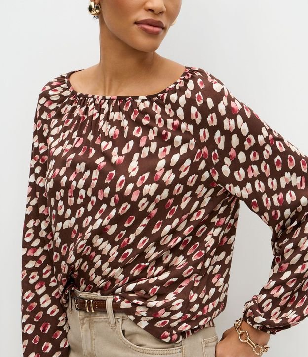 Blusa Manga Larga en Viscosa con Estampada Abstracta 4