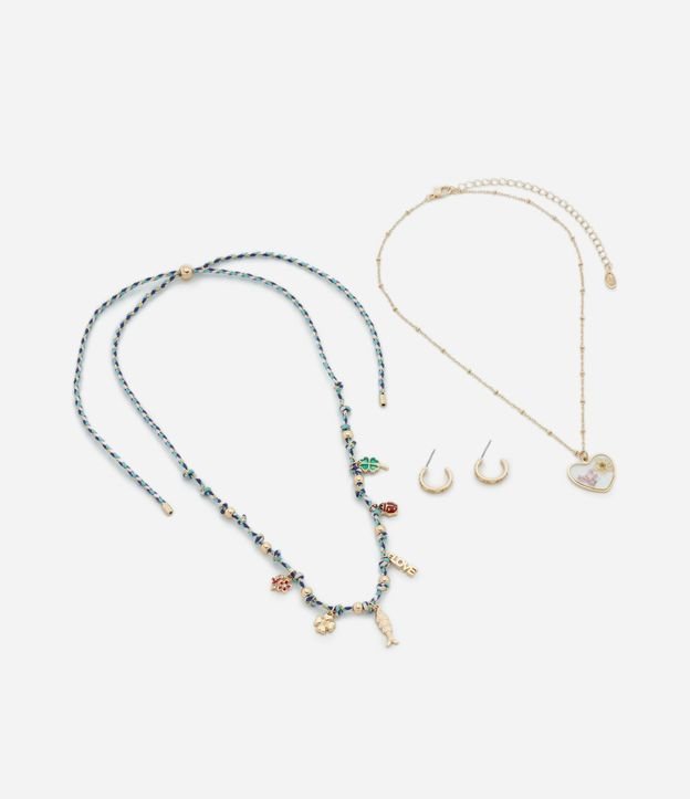 Conjunto de Collar Capas con Berloques y Caravanas Aro 2