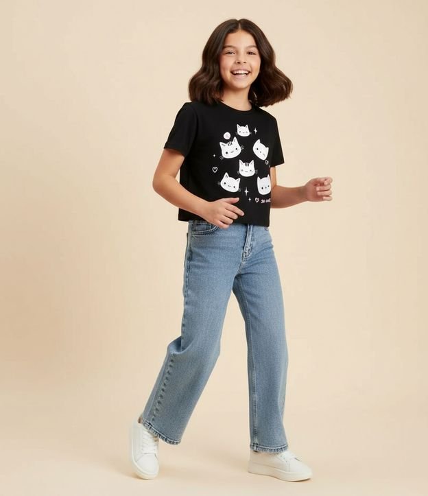Remera Infantil en Algodón con Estampa de Gatitos – Talle 7 a 16 años