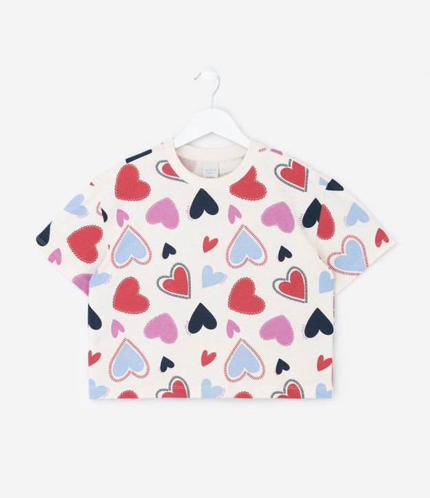 Remera Infantil Boxy en Algodón con Estampa de Corazones – Talle 5 a 14 años 2