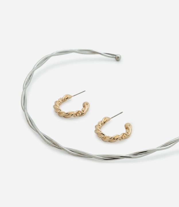 Conjunto de Chocker y Caravanas con Efecto Trenzado