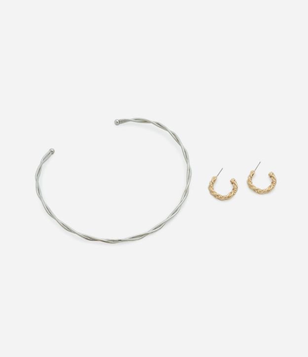 Conjunto de Chocker y Caravanas con Efecto Trenzado 2