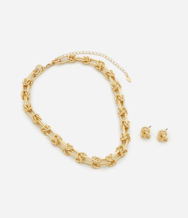 Conjunto de Collar con Efecto de Nudo y caravanas Pequeñas 2