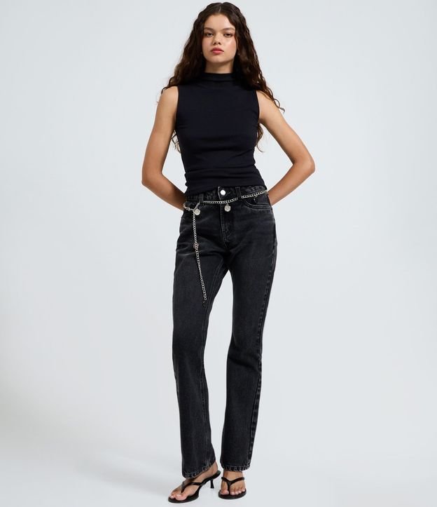 Blusa Musculosa Básica de Algodón con Cuello Alto 2