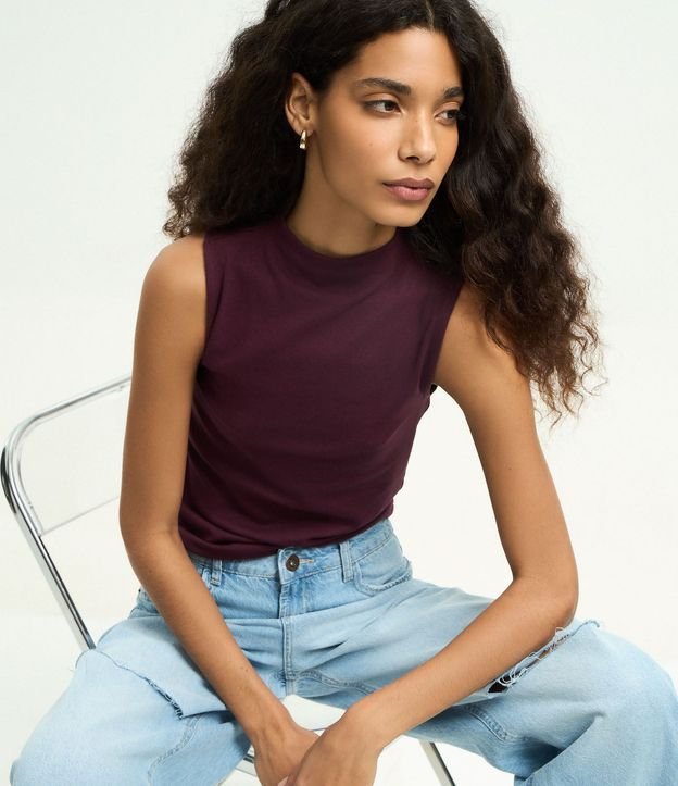 Blusa Musculosa Básica de Algodón con Cuello Alto 3