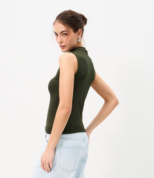 Blusa Musculosa Básica de Algodón con Cuello Alto 4