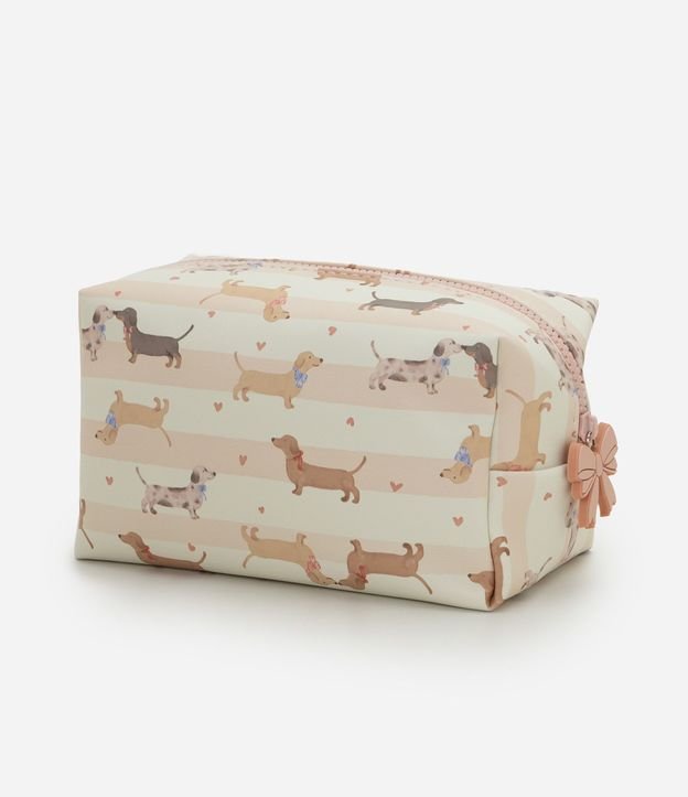 Neceser Rectangular en PU con Estampa de Cachorros