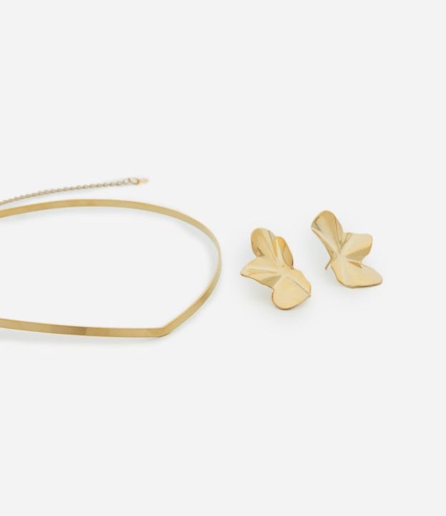 Conjunto de Choker Rígida y Caravana Media Flor 1