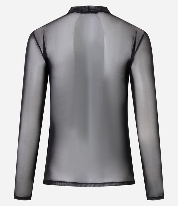 Blusa en Tule con Manga Larga y Cuello Justo 7