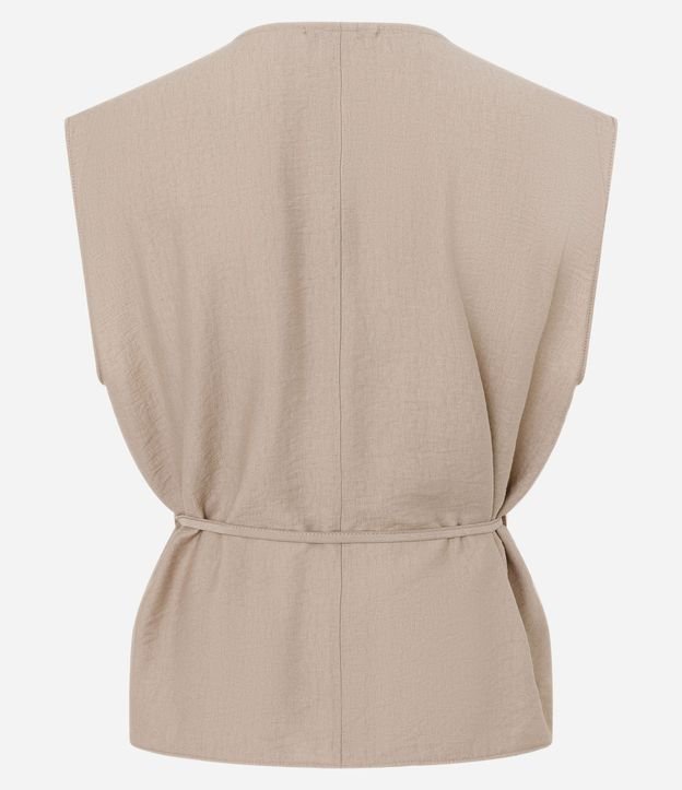 Blusa Manga Corta en Crepé con Escote Degagê y Lazo 5