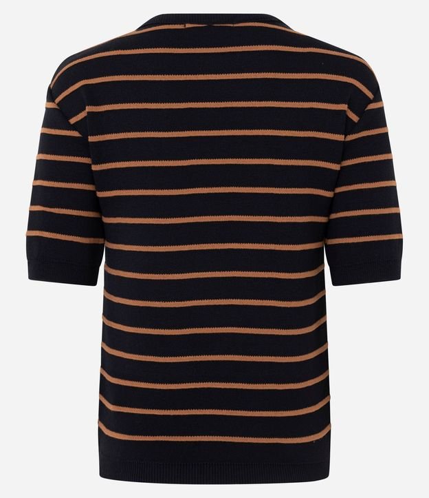 Blusa Manga Corta en Punto con Estampa Rayada 6