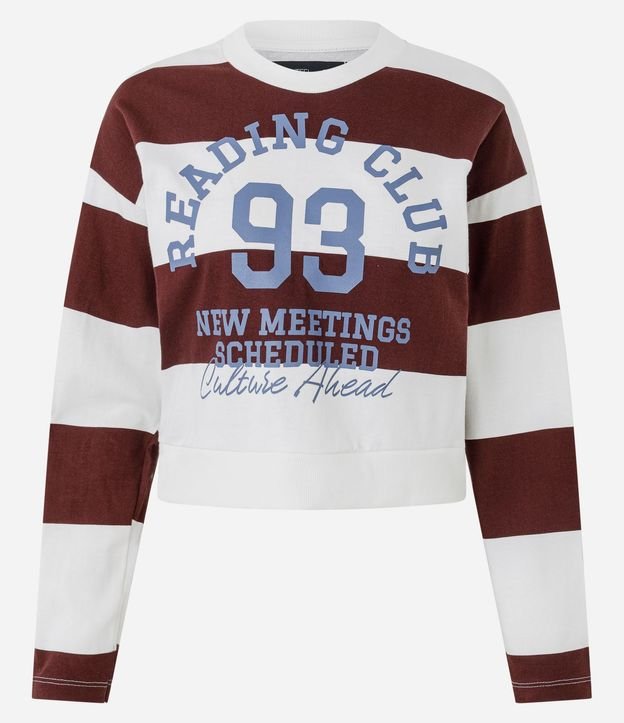 Blusa Rayada en Media Malla con Estampado Reading Club