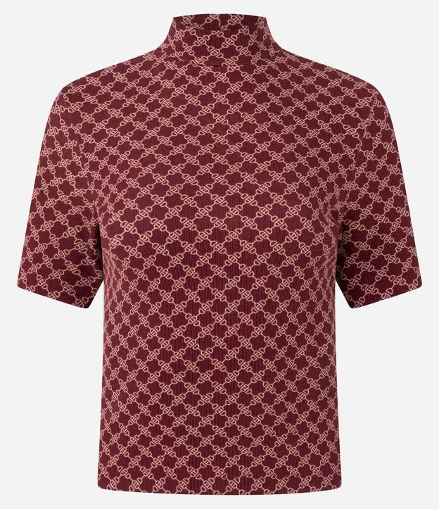 Blusa en Rib con Cuello Alto y Estampado de Eslabones 4