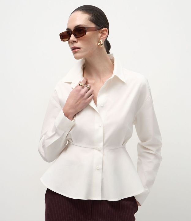 Camisa Peplum en Tricolina con Pliegues Delanteros