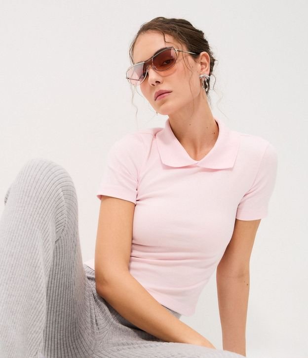 Blusa Básica Manga Corta con Cuello Polo