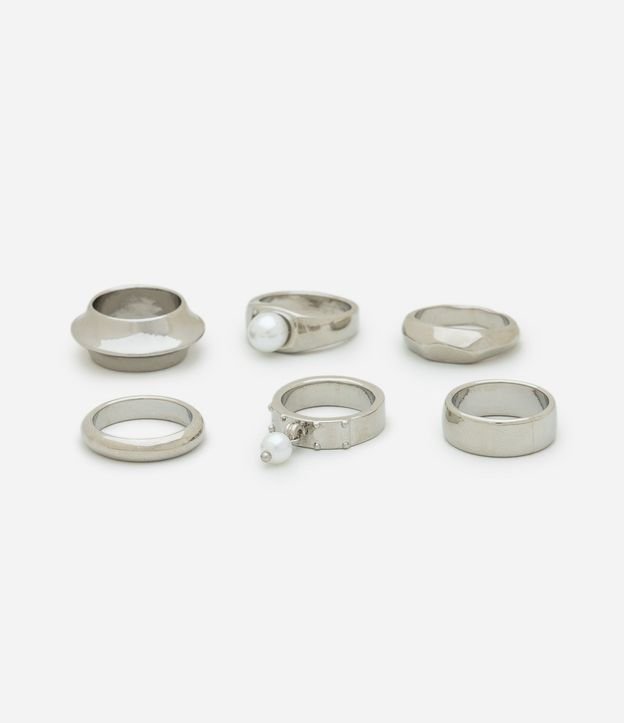 Kit 06 Anillos Metalizados con Aplicación de Perla 2