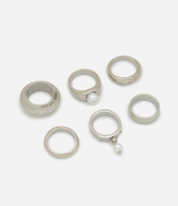 Kit 06 Anillos Metalizados con Aplicación de Perla 3