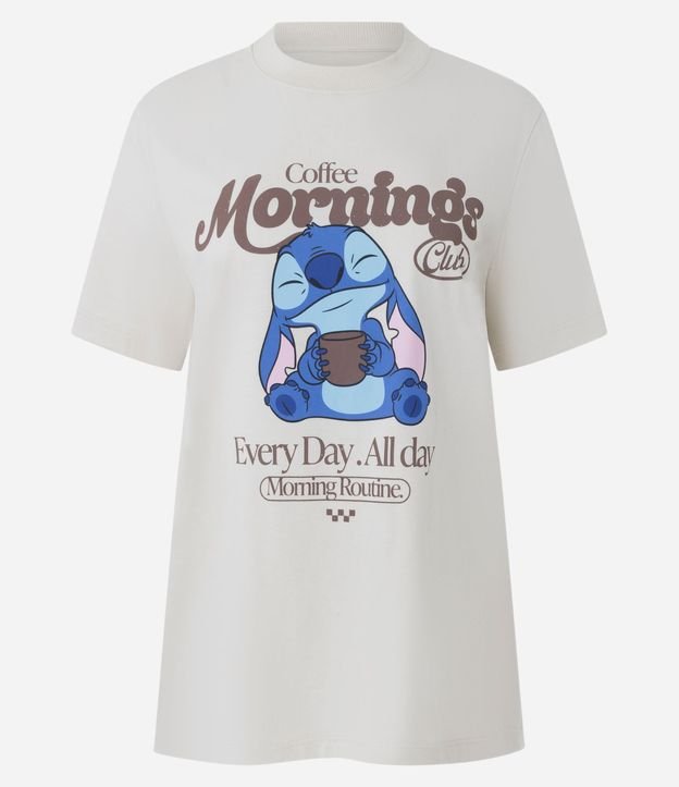 Remera alargada en Algodón con Estampado Stitch Coffee Morning