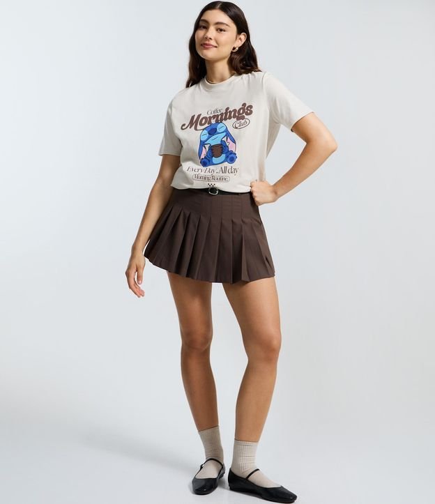 Remera alargada en Algodón con Estampado Stitch Coffee Morning 2