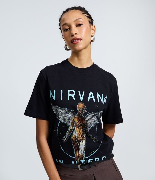 Remera Manga Corta con Estampa de Nirvana Albúm In Utero