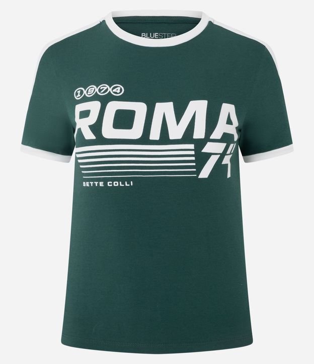 Remera en Algodón con Estampa Lettering Roma