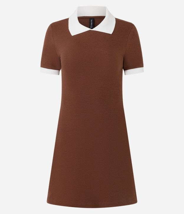 Vestido Corto en Rib con Cuello Polo 4