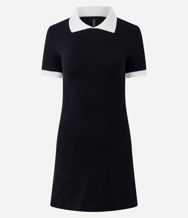 Vestido Corto en Rib con Cuello Polo 5