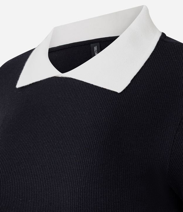 Vestido Corto en Rib con Cuello Polo 6