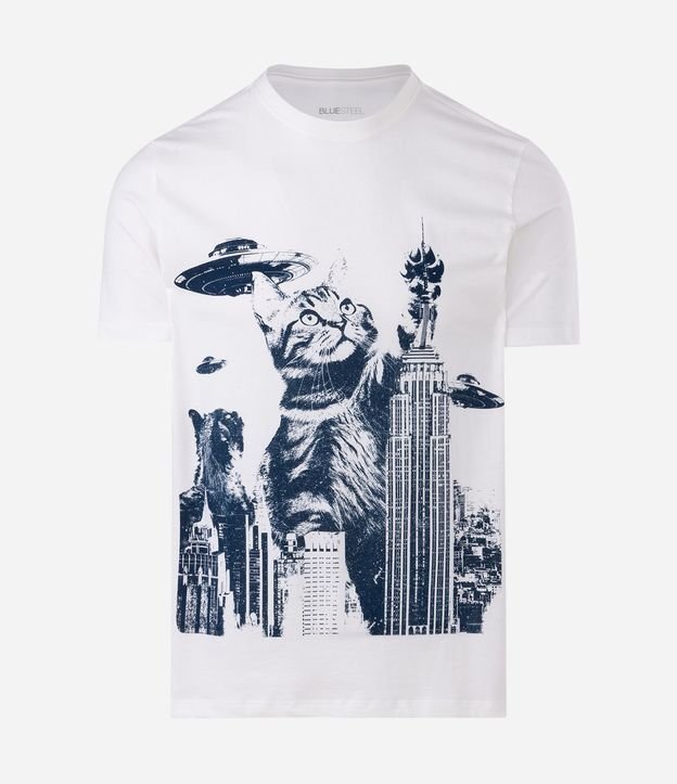 Remera en Algodón con Estampado Gatozilla 3