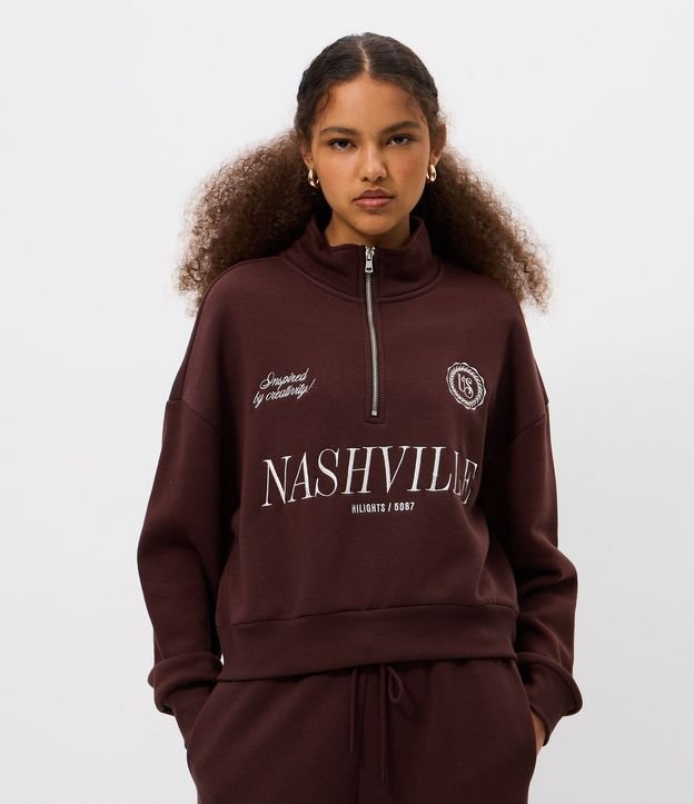 Buzo con Half Cremallera y Lettering Nashville