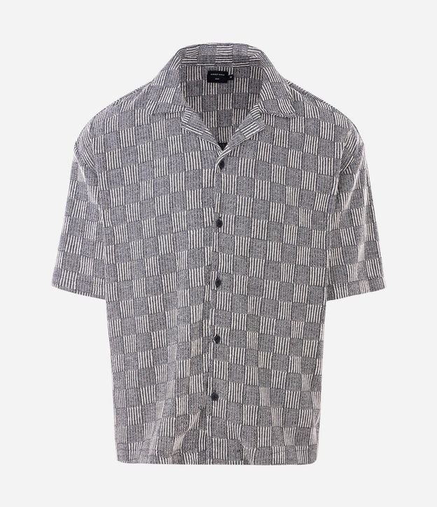 Camisa Boxy en Tejido Texturizado con Cuello Bowling 4