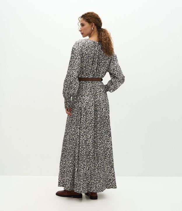 Vestido Midi Satinado con Cinturón en Gamuza 4