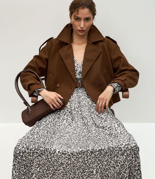 Vestido Midi Satinado con Cinturón en Gamuza 5