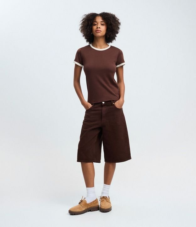Blusa Baby Look con Mangas y Cuello Contrastantes 2