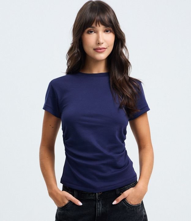 Blusa Manga Corta con Fruncido en el Lateral