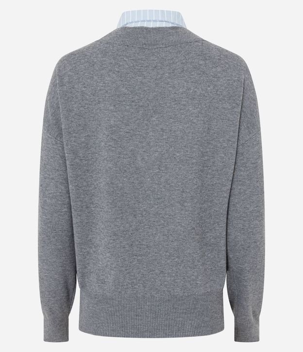 Suéter Regular en Punto con Efecto de Camisa Sobrepuesta 7