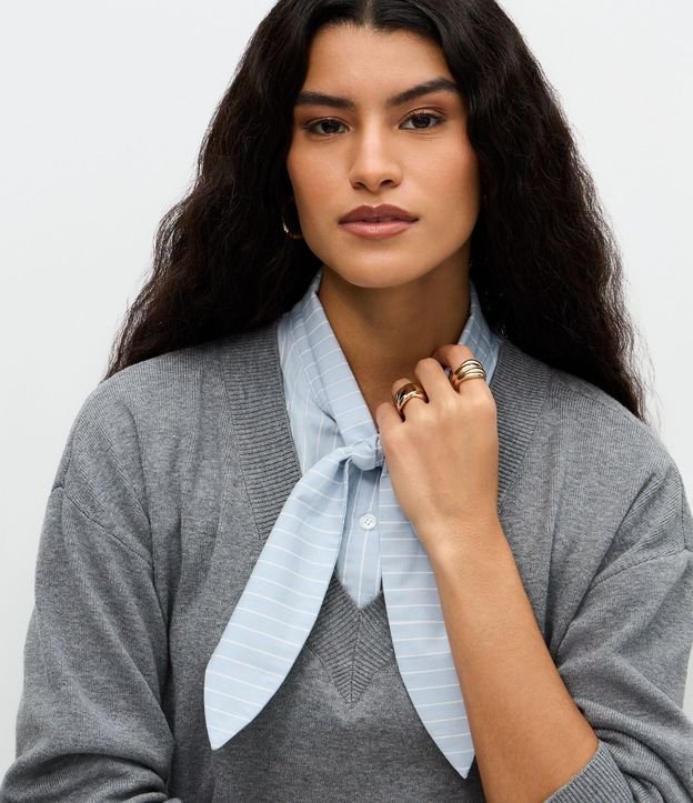 Suéter Regular en Punto con Efecto de Camisa Sobrepuesta 3