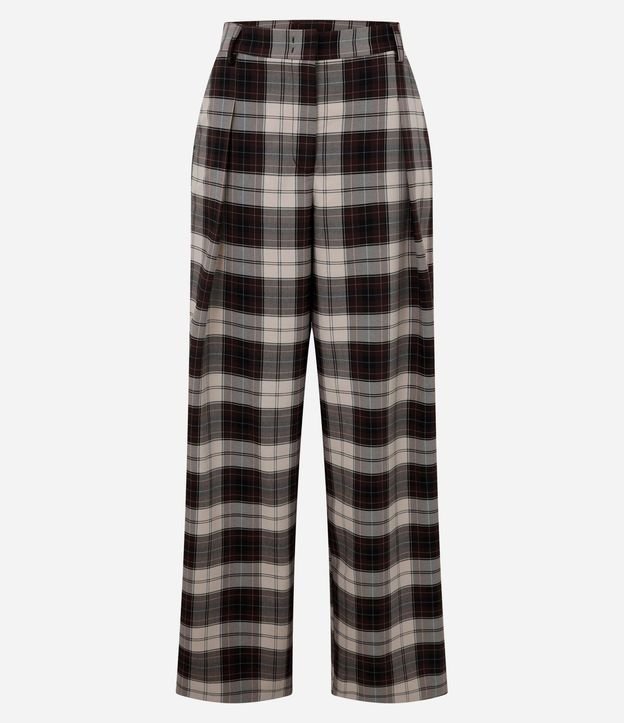 Pantalón Wide Leg Sastre con Estampa de Cuadros 6