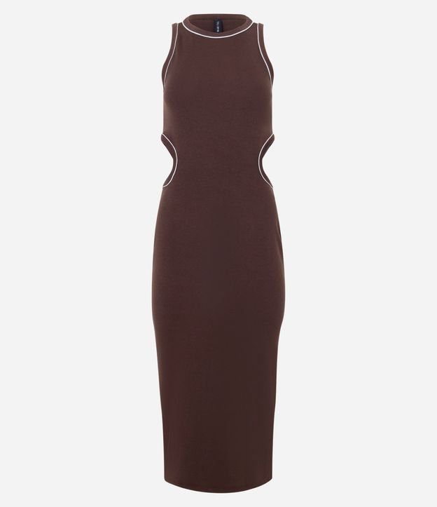Vestido New Midi en Rib con Cut Out en la Cintura y Bies Contrastante 5