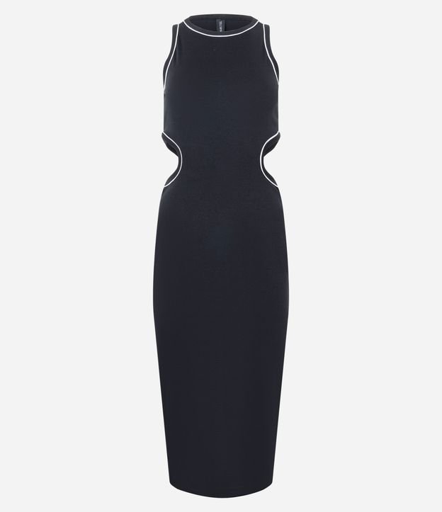 Vestido New Midi en Rib con Cut Out en la Cintura y Bies Contrastante 5