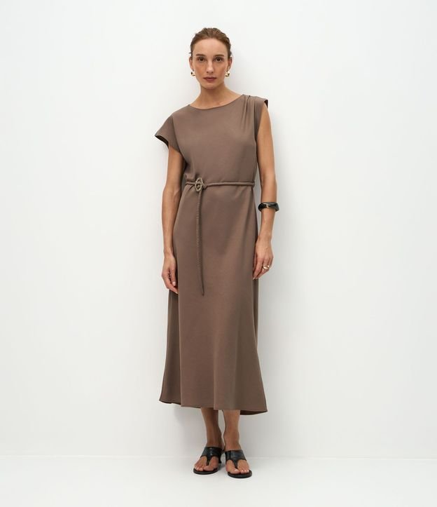 Vestido Midi Sastre con Cinturón Delicado