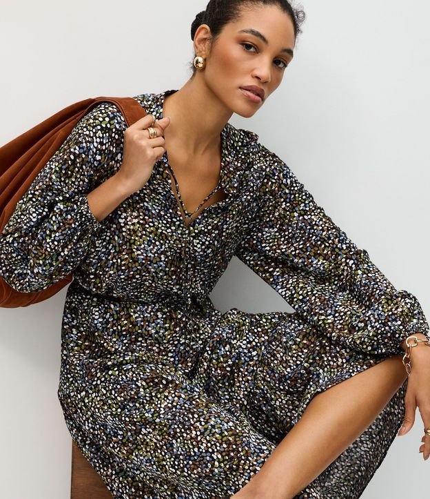 Vestido Midi em Viscose com Estampa e Cinto Fino 5