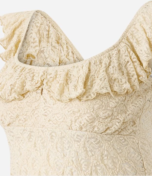 Blusa en Encaje Texturizada con Escote Cuadrado y Volados 6
