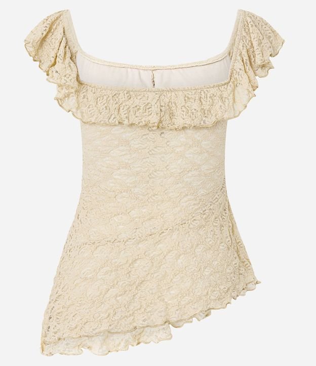 Blusa en Encaje Texturizada con Escote Cuadrado y Volados 7