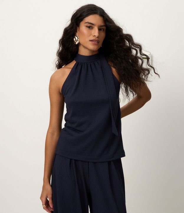 Blusa Cuello Alto con Lazo en Lazo