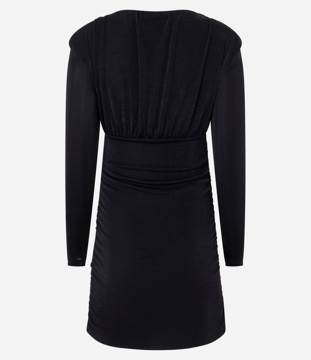 Vestido Fruncido Corto en Rib con Hombreras 6