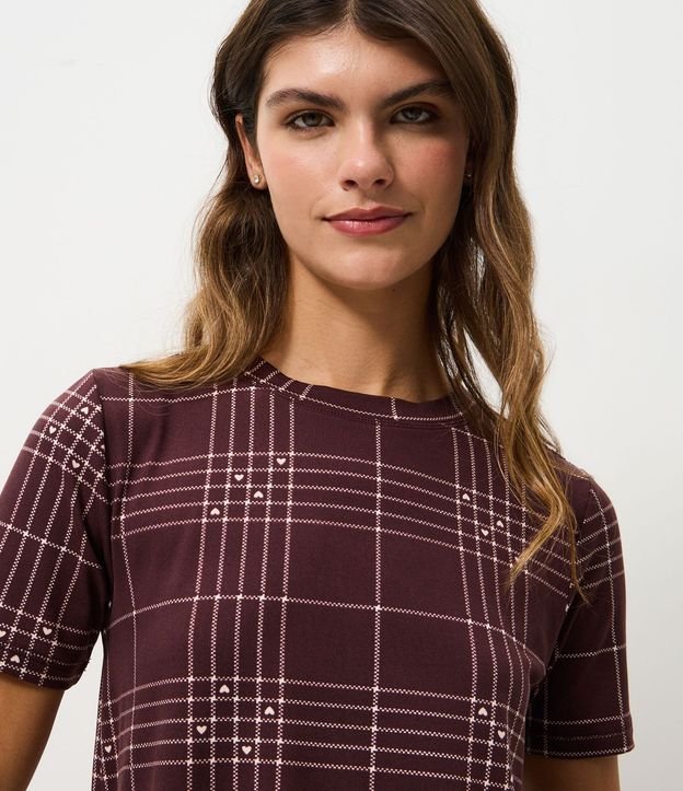 Blusa de Pijama en Peach Touch con Estampa de Cuadros 3